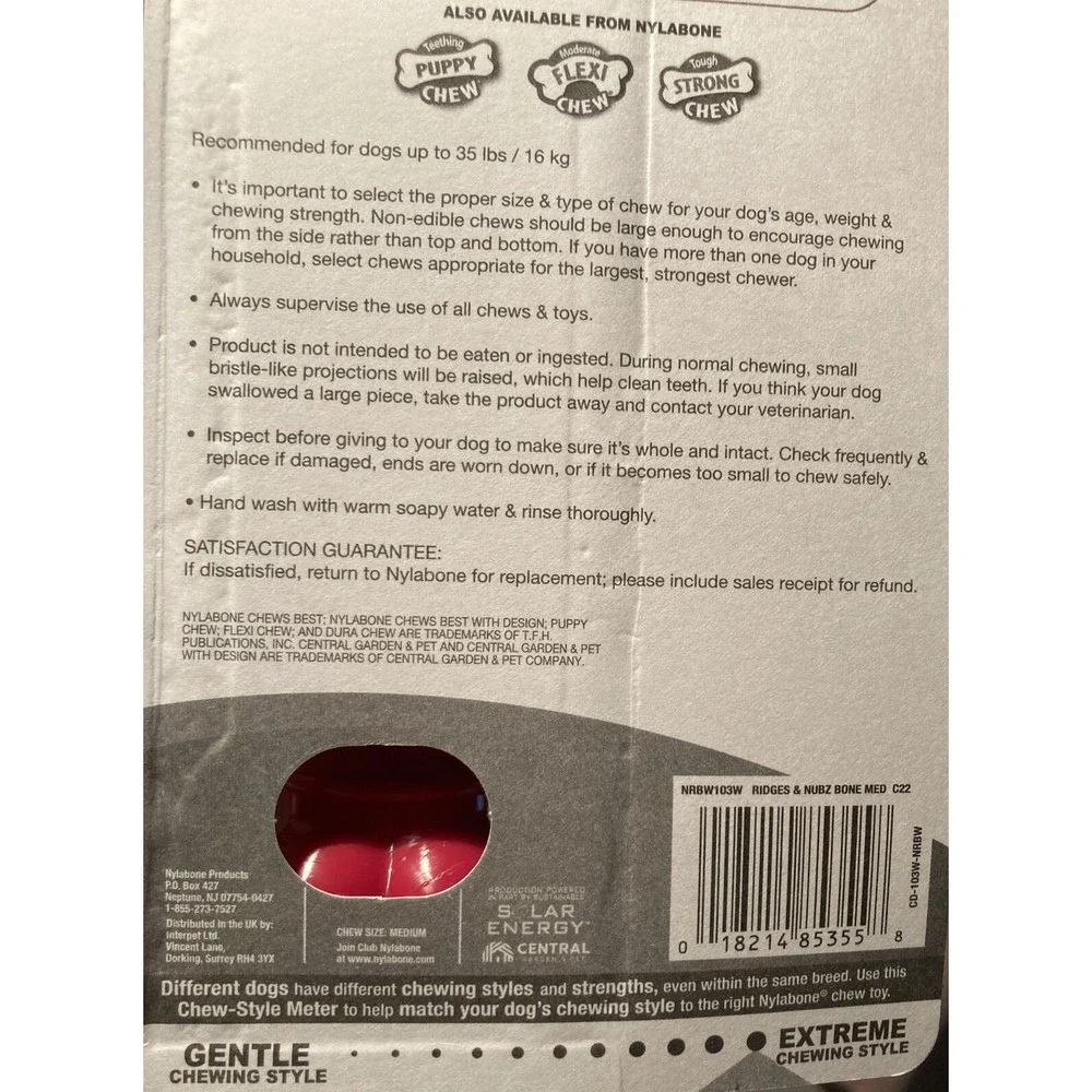 NYLABONE Power Chew Medium Beef flavor Red Chew Bones Set of 2